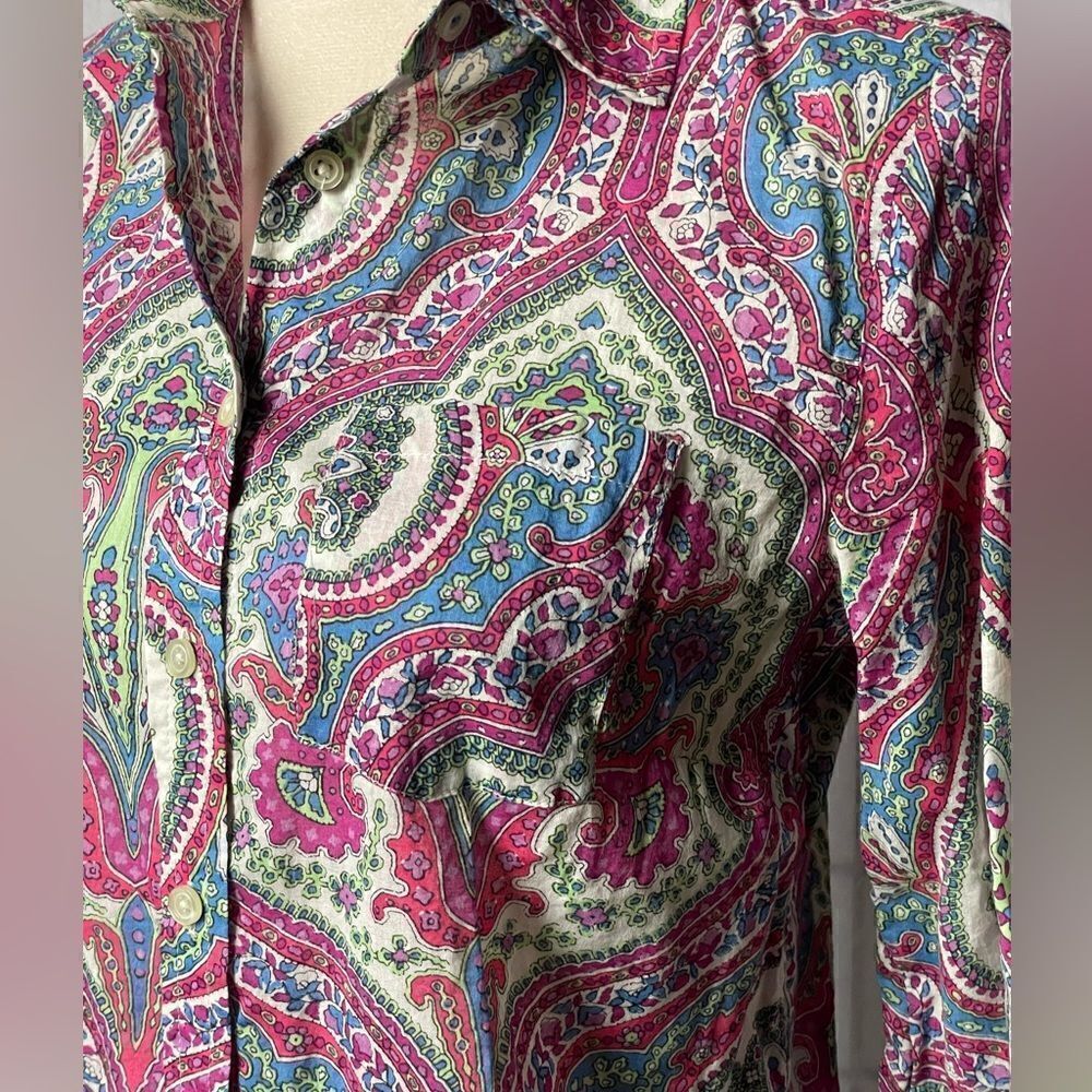 Talbots Multicolored Paisley Button Down Top (Size: XS) - Picture 12 of 12